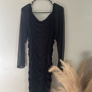 Black mesh sleeve dress